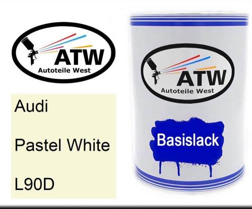 Audi, Pastel White, L90D: 500ml Lackdose, von ATW Autoteile West.